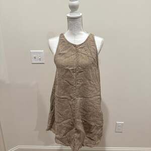 Zara Woman 100% Linen Sleeveless Mini Shift Dress Natural Beige